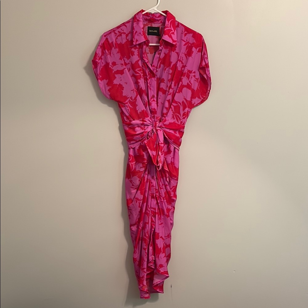 NWT DO+BE Button Down Tie Waist Dress